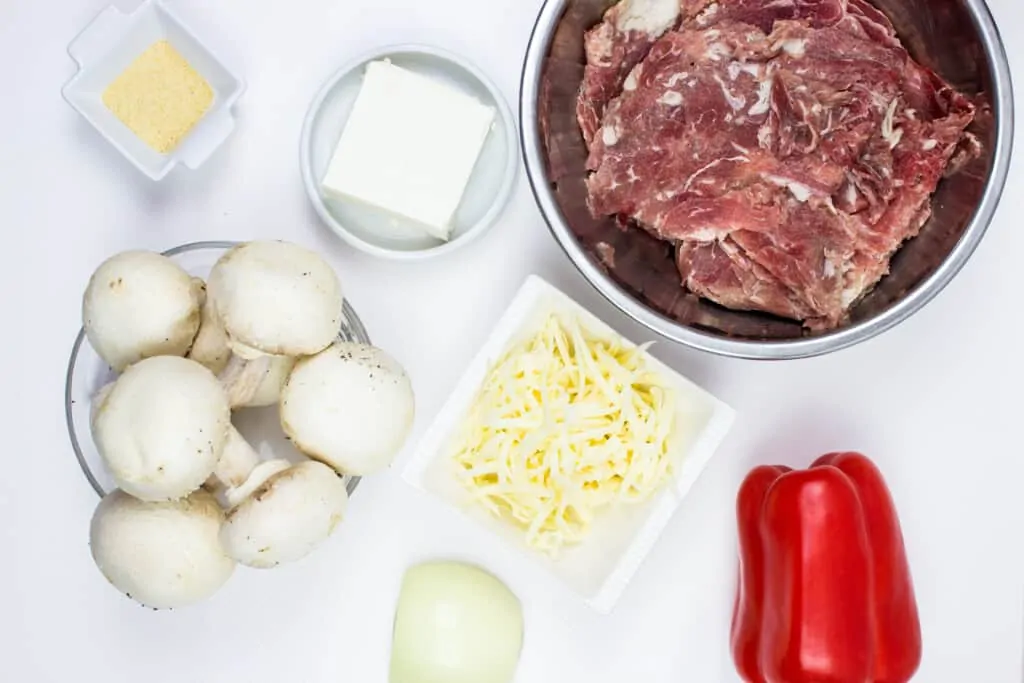 ingredients to make keto philly stuffed mushroom caps