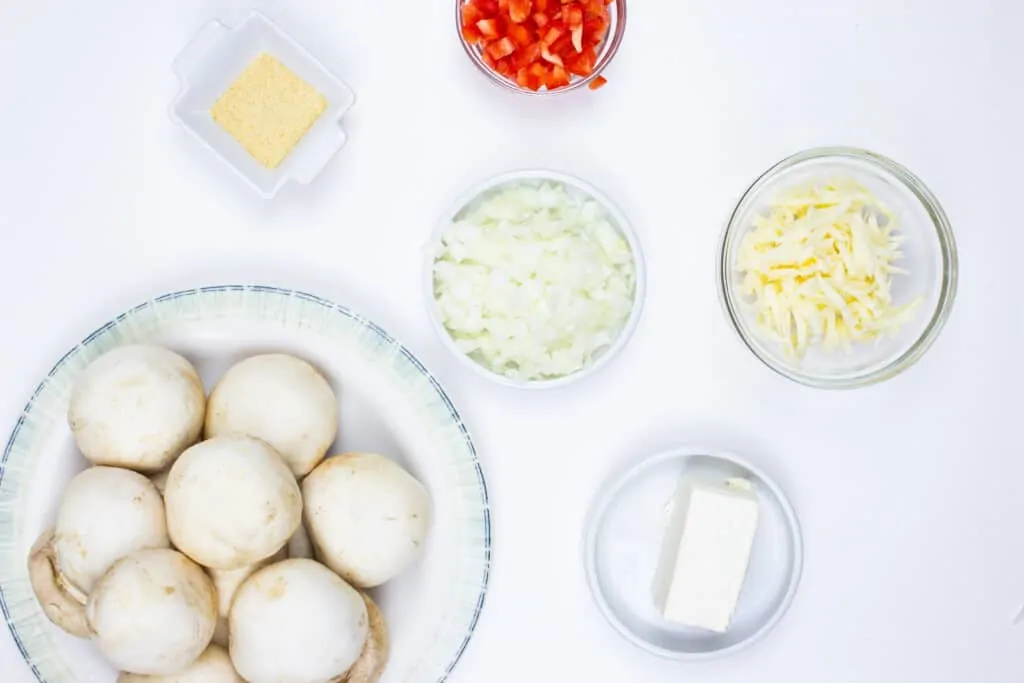 prepped ingredients to make keto mushroom caps