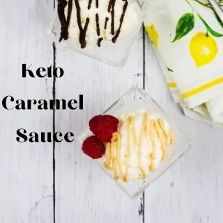 rich and creamy keto caramel sauce on ice cream