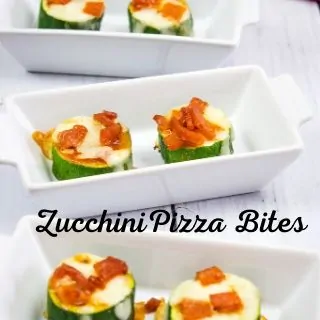 keto zucchini pizza bites in small white dishes