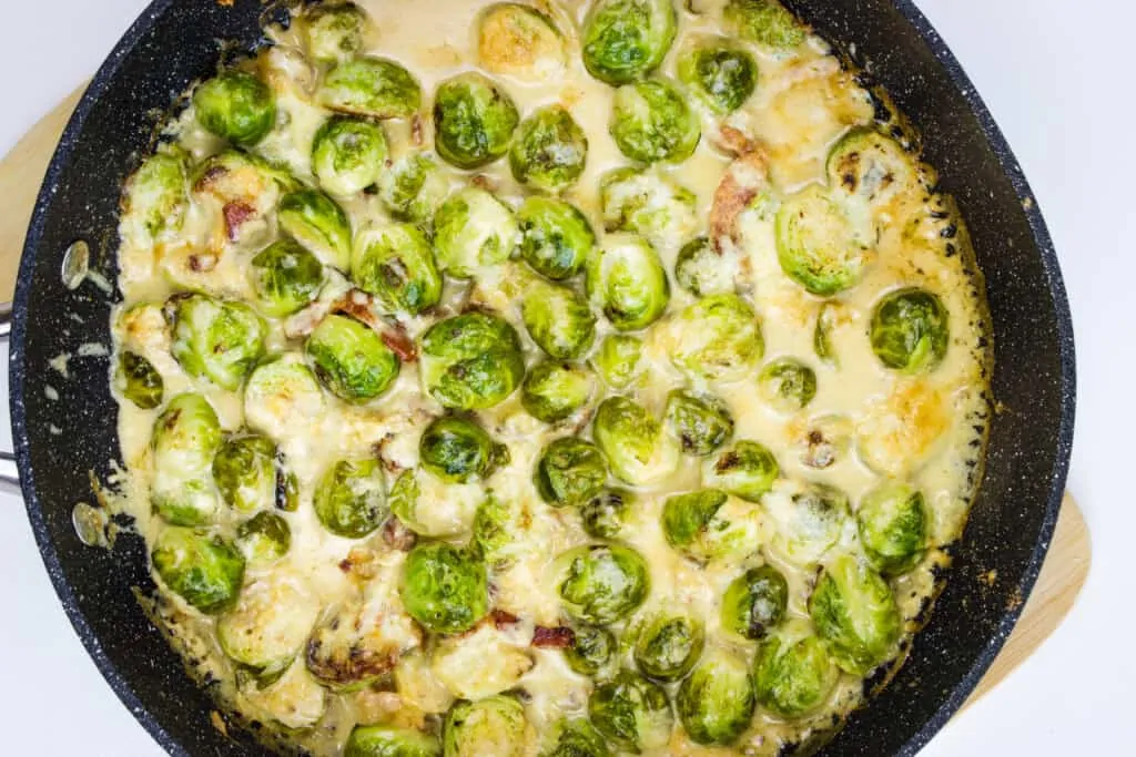 bake keto parmesan brussels sprouts  until bubbly
