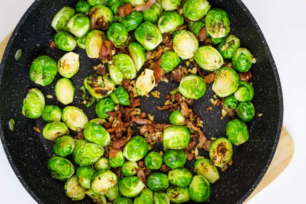 pan roast keto parmesan brussels sprouts until golden