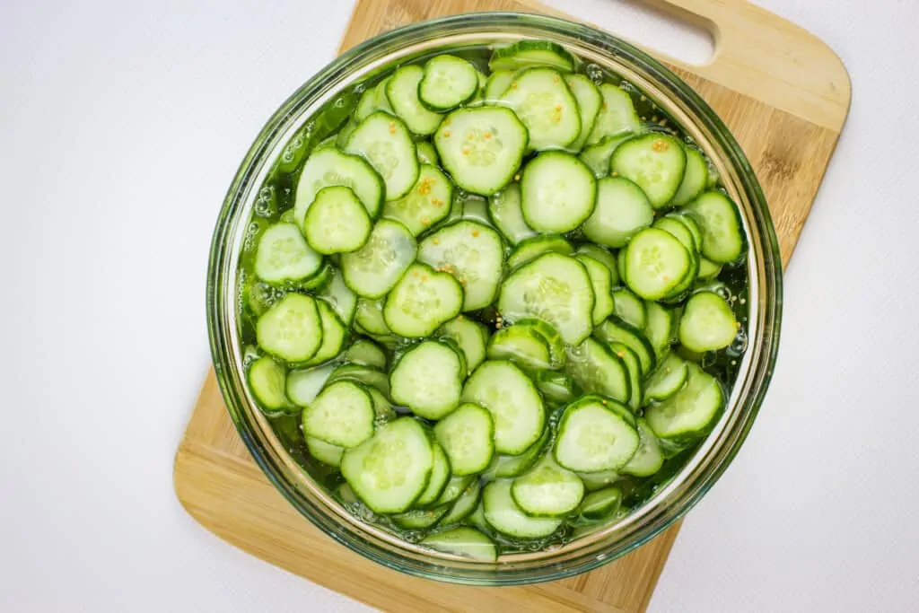 add the cucumbers to the keto pickles