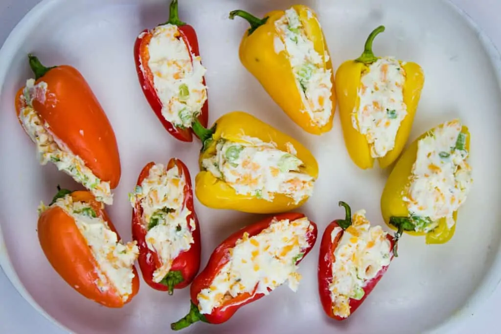 mini sweet peppers filled with cream cheese