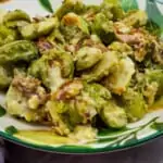 keto parmesan brussels sprouts in a serving bowl