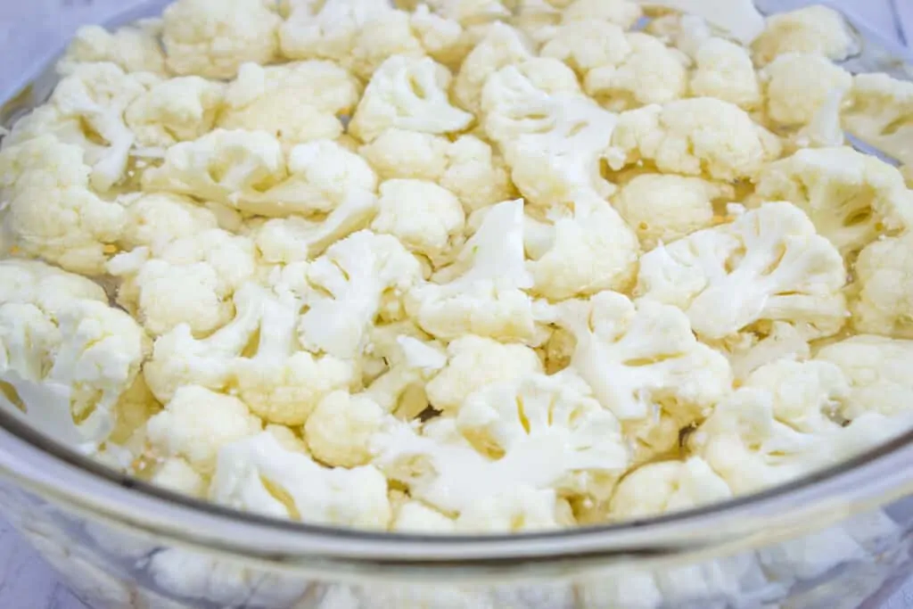 keto pickled cauliflower in a large bowl