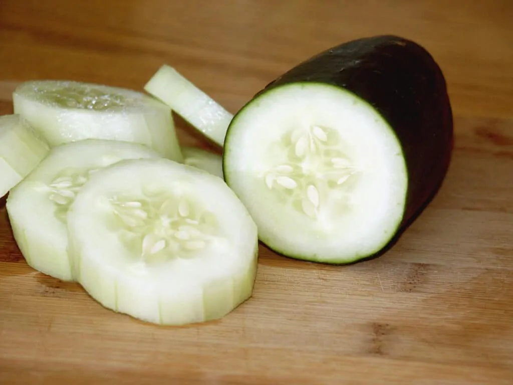 regular waxy cucumbers sliced and peeled