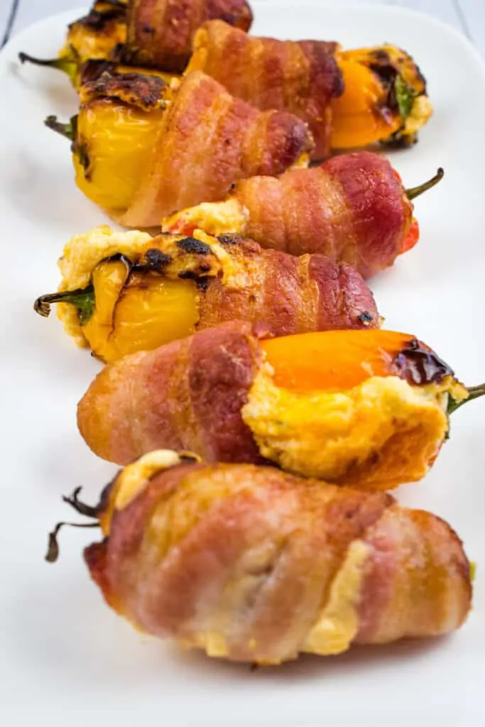 keto sweet pepper poppers on a white dish