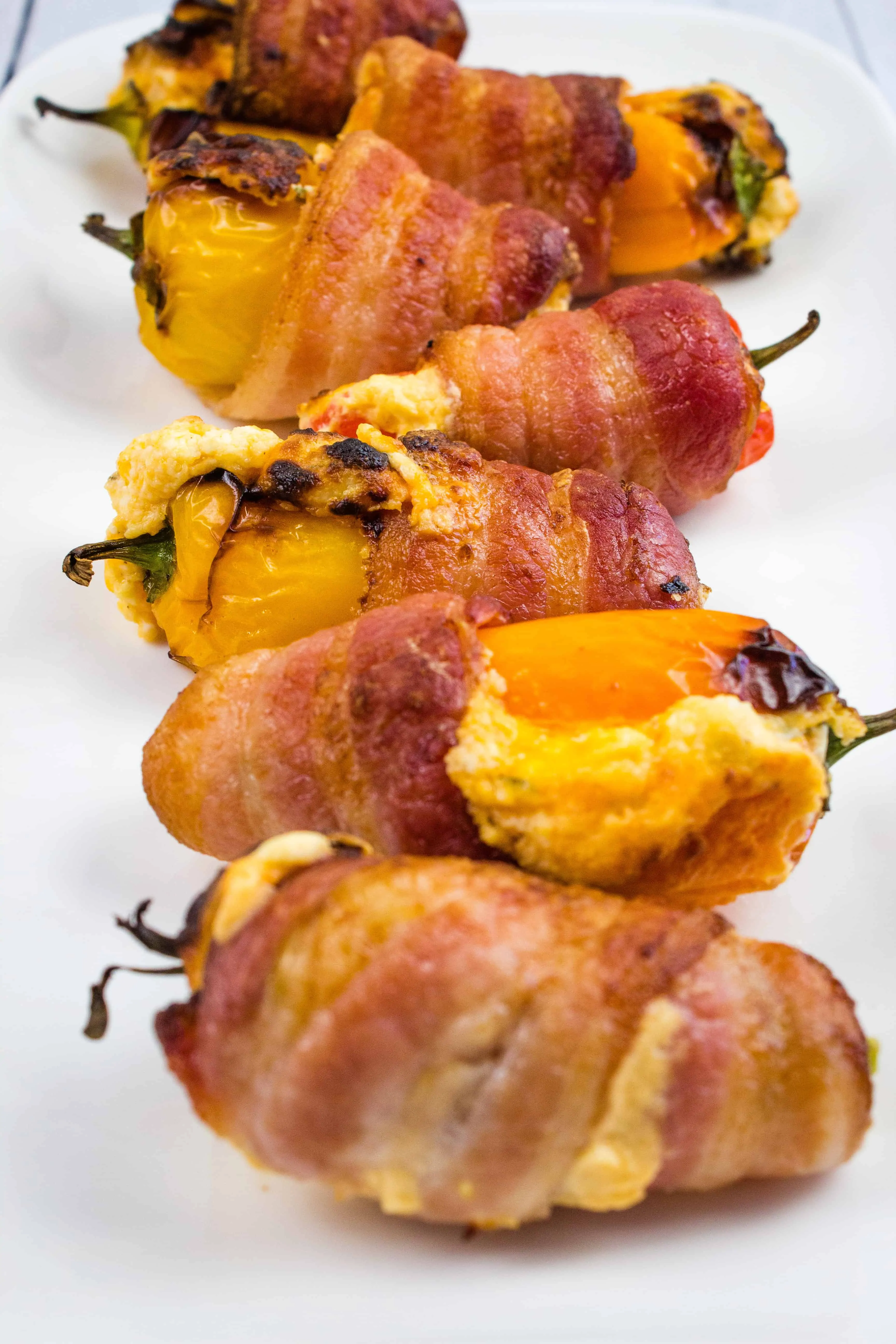 keto sweet pepper poppers on a white dish