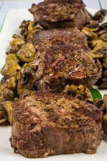 beef tenderloin steaks with mushrooms