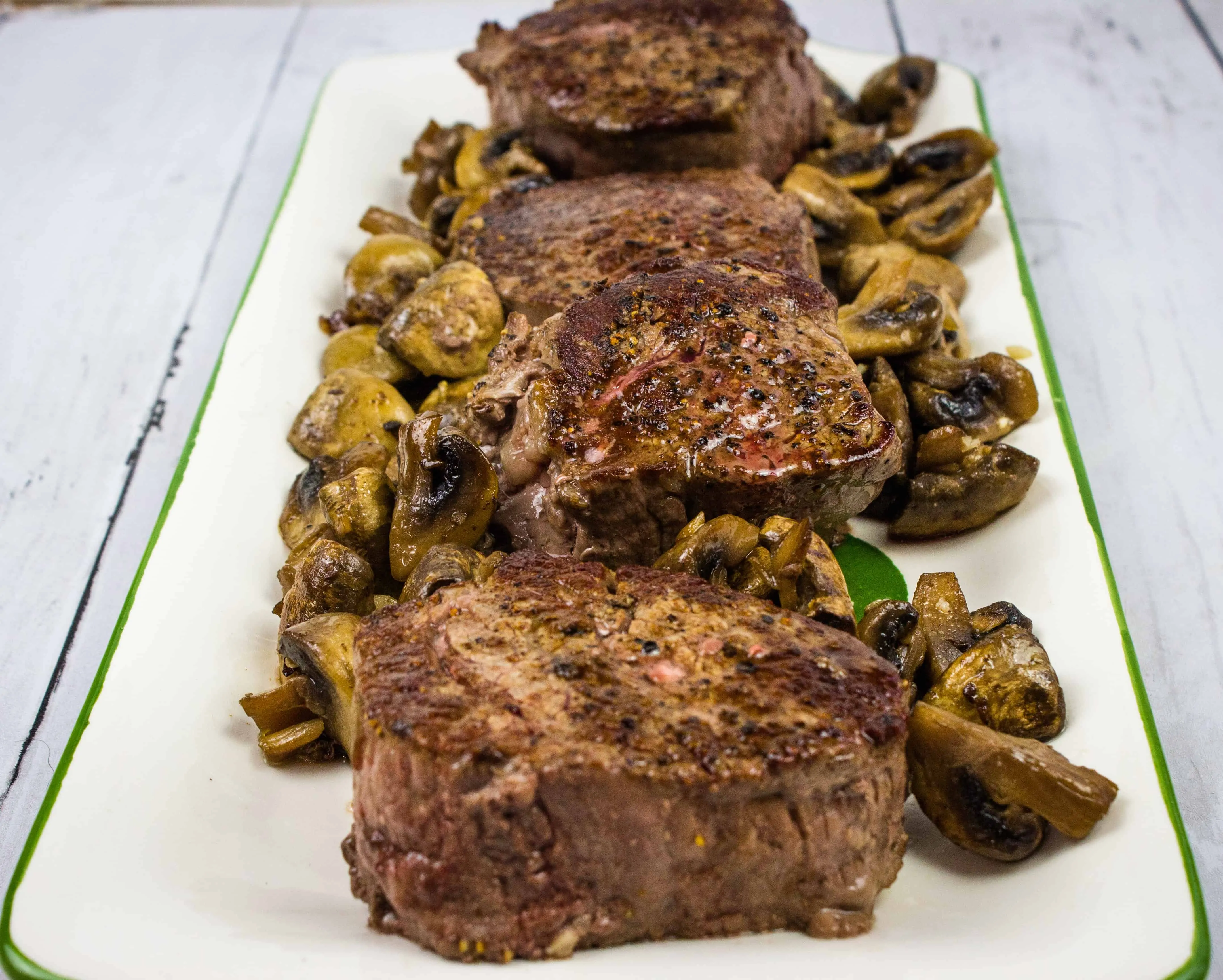 beef tenderloin steaks with mushrooms