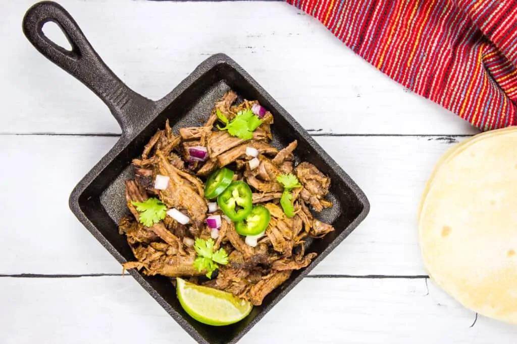 keto beef barbacoa in a square serving dish