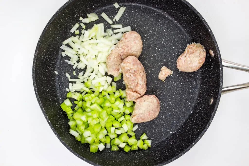 cook the sausage onions and celery