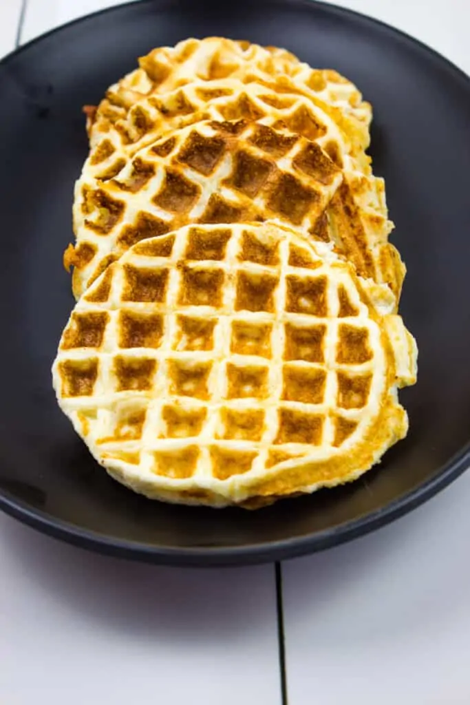 sourdough keto chaffle recipe cooked on a plate