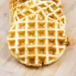 keto chaffle recipe with cooked chaffles on a cutting board