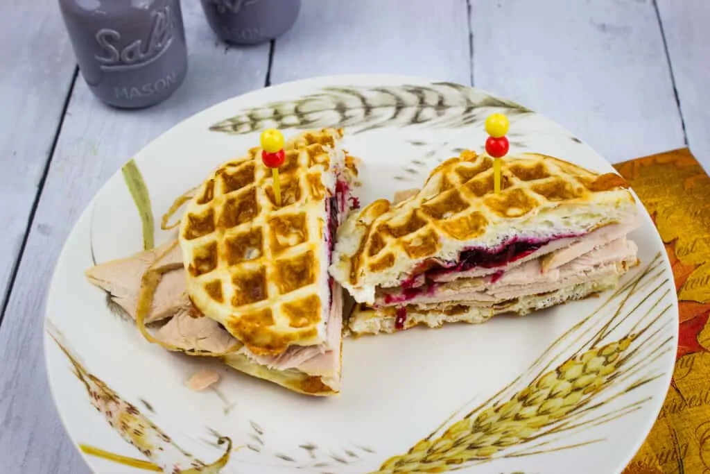 leftover turkey cranberry chaffle sandwich