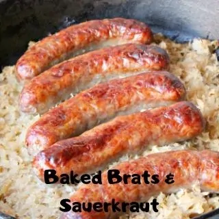 sauerkraut and sausage in a skillet