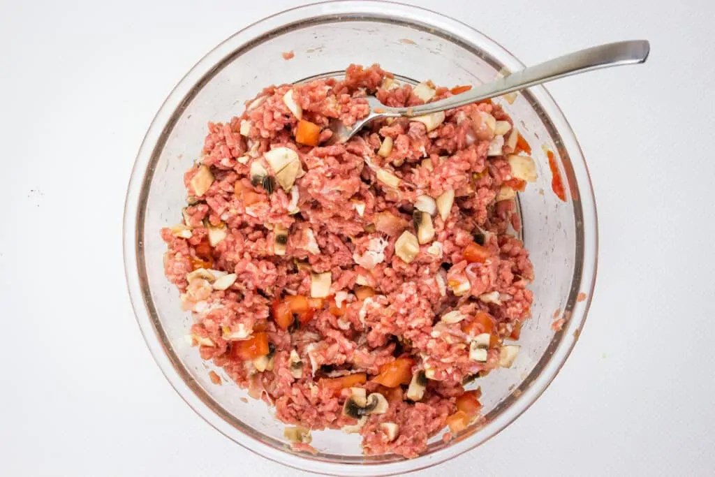 best keto meatloaf recipe mixture blended in a bowl