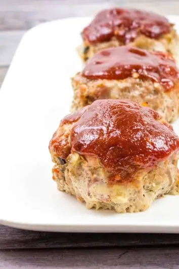 easy mini keto meatloaf on a white serving tray