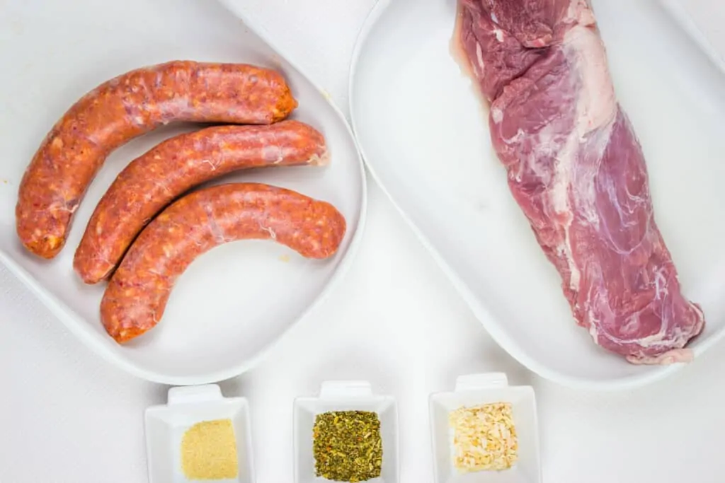 ingredients to make sausage stuffed pork tenderloin