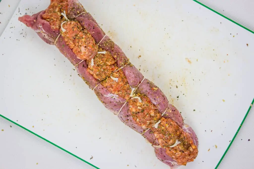 season the outside of the sausage stuffed pork tenderloin