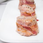 Bacon Wrapped Pork Tenderloin on a plate