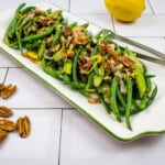 keto green beans & asparagus with lemon & pecans