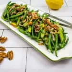 keto green beans & asparagus with lemon & pecans