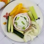 keto blue cheese dip with vegetables on a plate