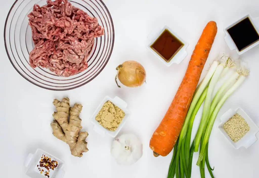 Ingredients to make korean beef bowls.