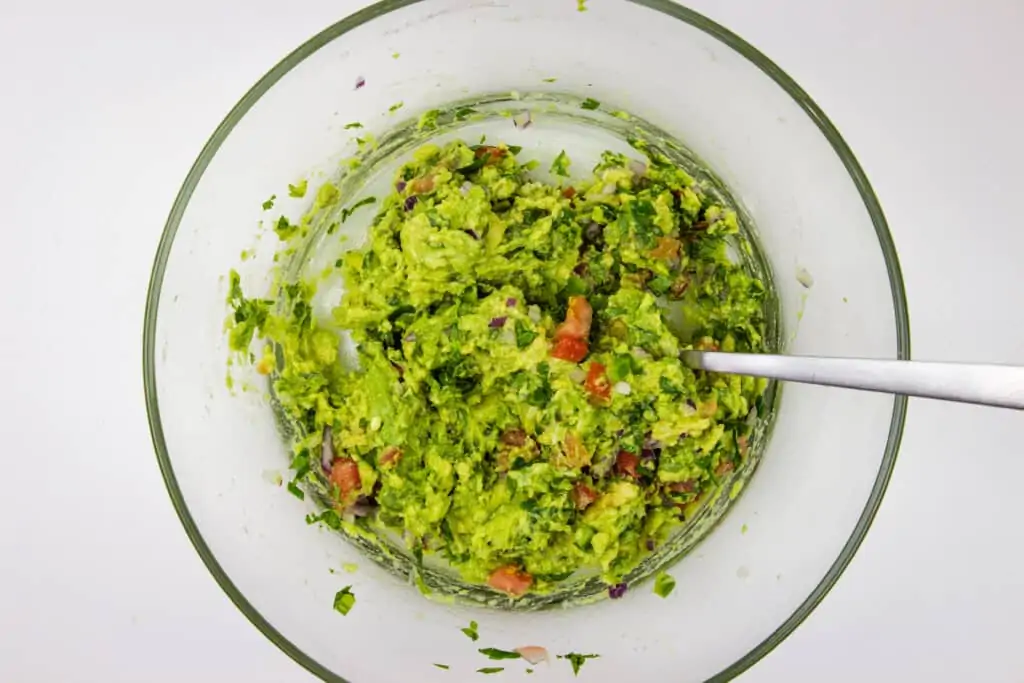 all ingredients mixed well in a glass bowl with a fork