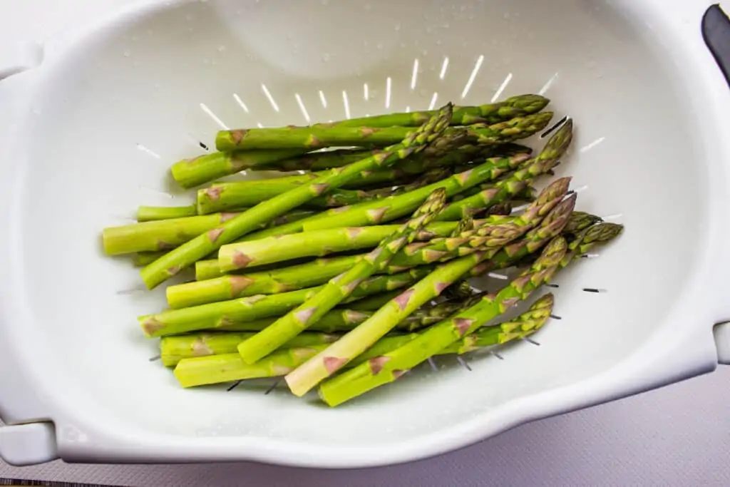 Trimmed and washed asparagus.