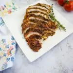 air fryer turkey breast on a white plate