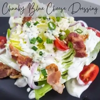 blue cheese dressing on a wedge salad