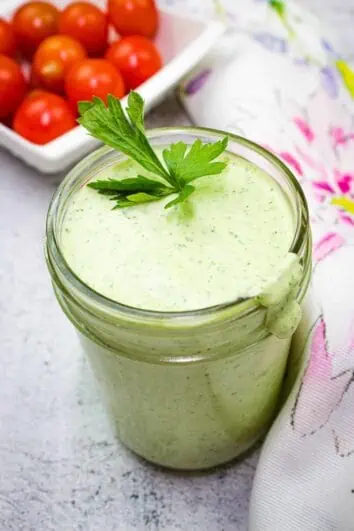 keto green goddess dressing in a jar