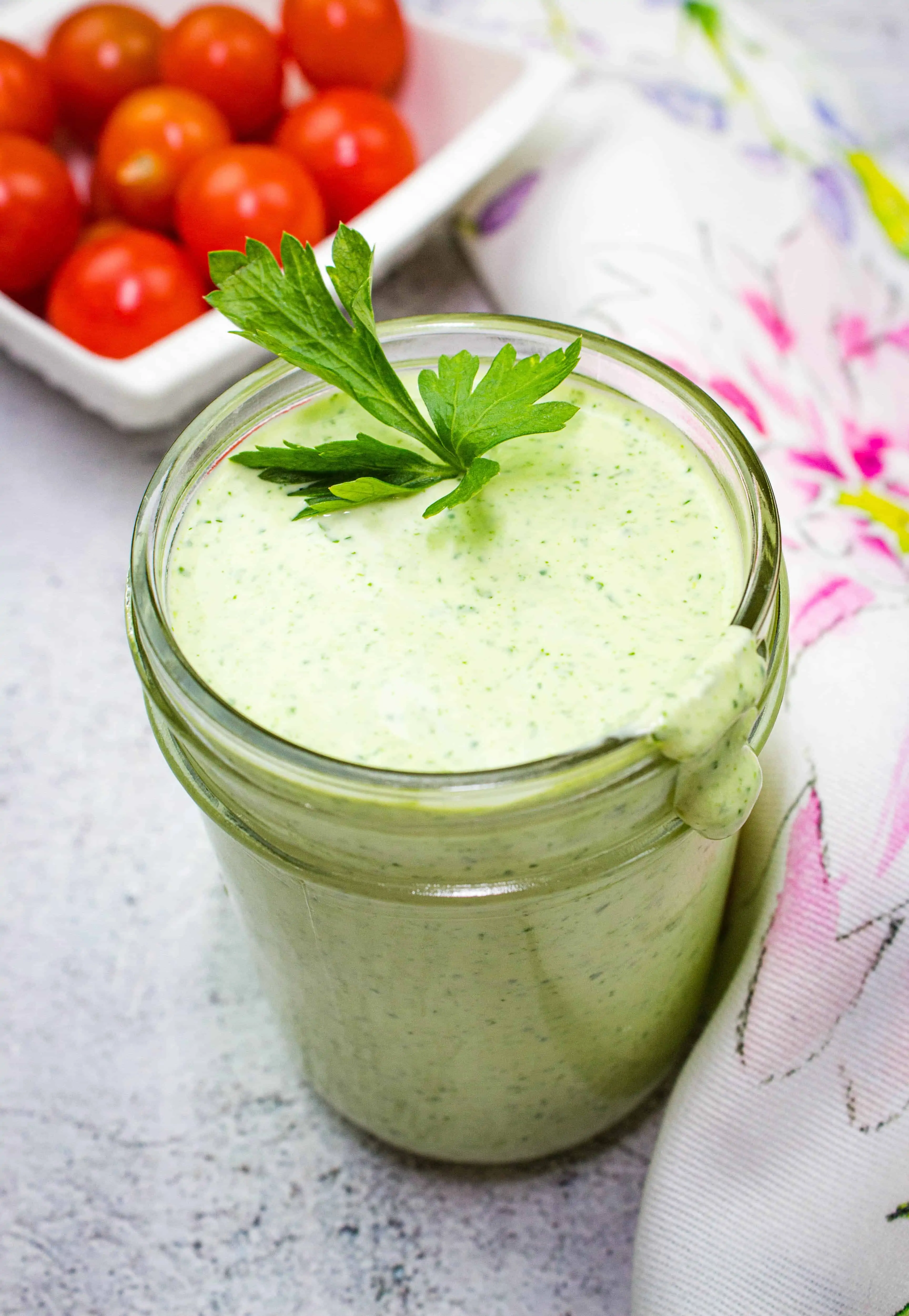 keto green goddess dressing in a jar