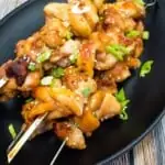 keto chicken teriyaki skewers on a platter