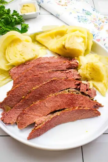 instant pot keto corned beef and cabbage on a plate