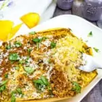 air fryer spaghetti squash with parmesan on a platter