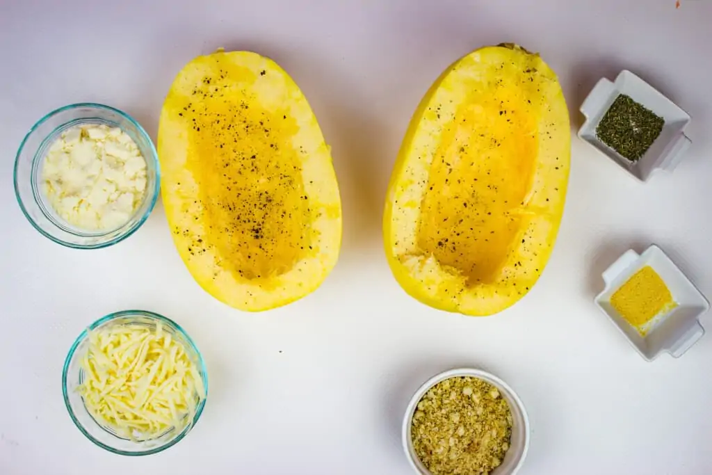 ingredients to make air fryer spaghetti squash with Parmesan