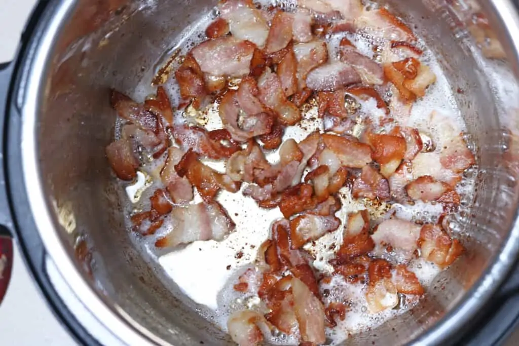 crisp the bacon in the instant pot to make keto breakfast casserole