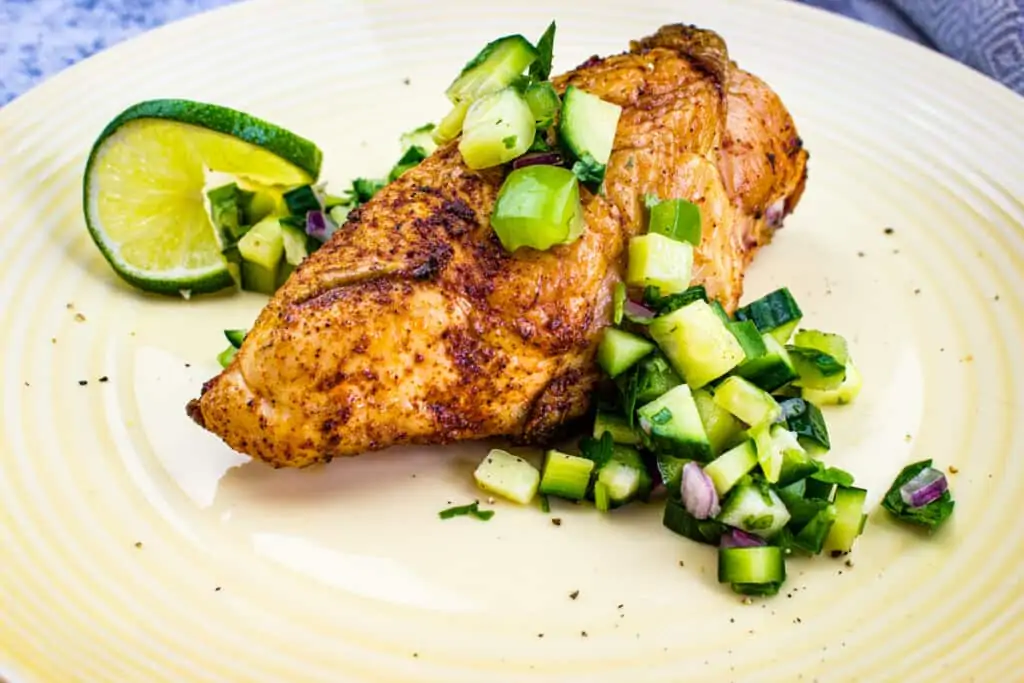 cucumber salsa with smoked chicken