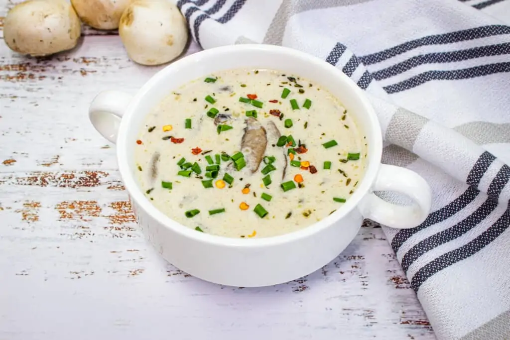 keto cream of mushroom soup in a bowl