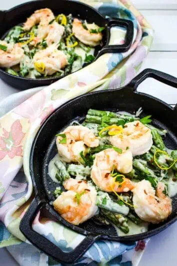 keto shrimp alfredo with asparagus