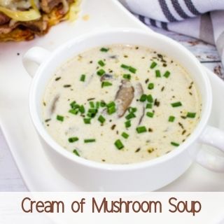 cream of mushroom soup in a bowl