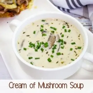 cream of mushroom soup in a bowl