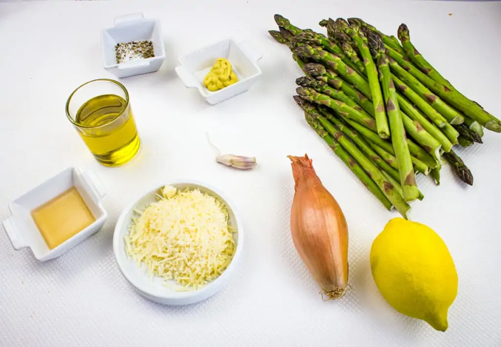 ingredients to make cold asparagus salad with lemon and parmesan