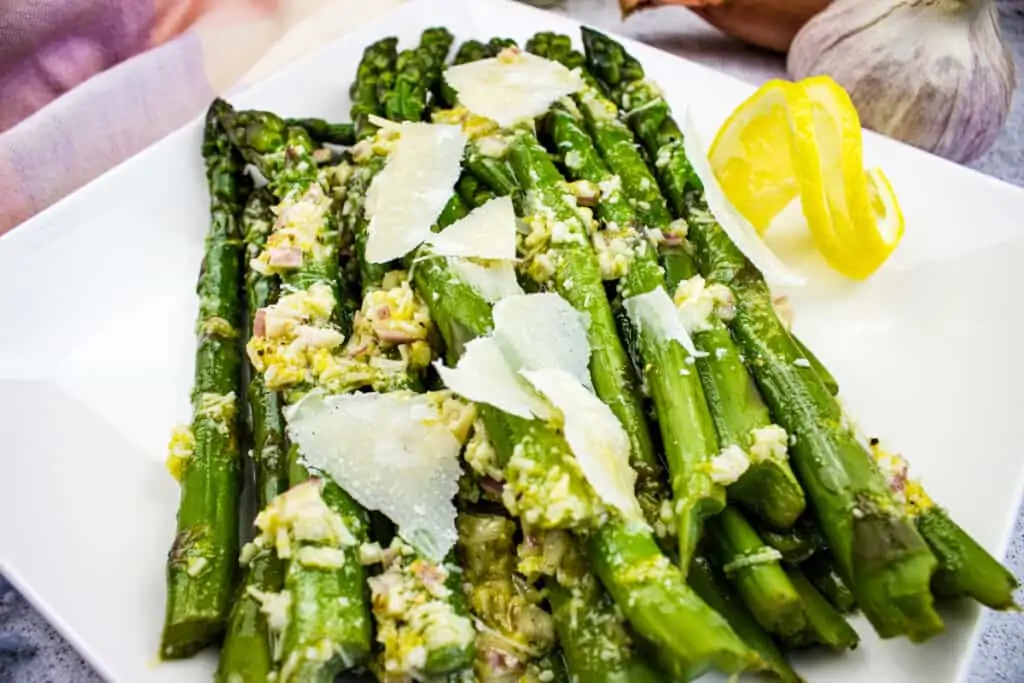 cold asparagus salad with lemon and parmesan