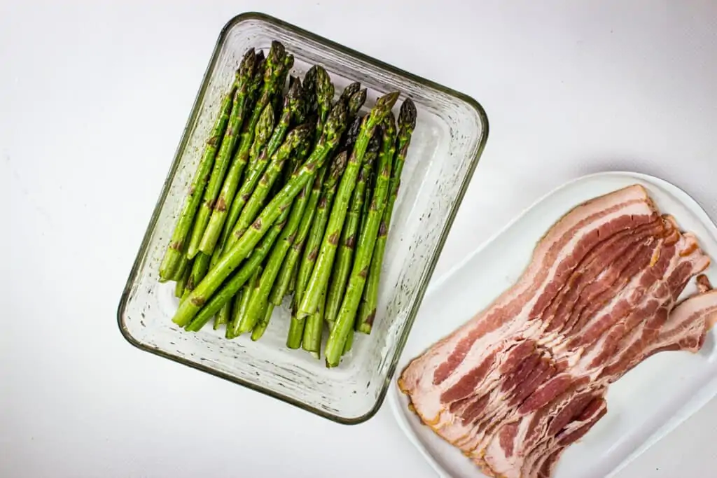 asparagus and bacon at room temperature