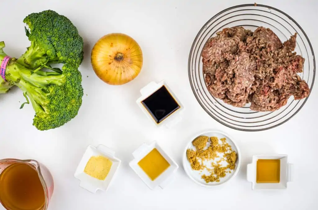 ingredients to make keto ground beef and broccoli